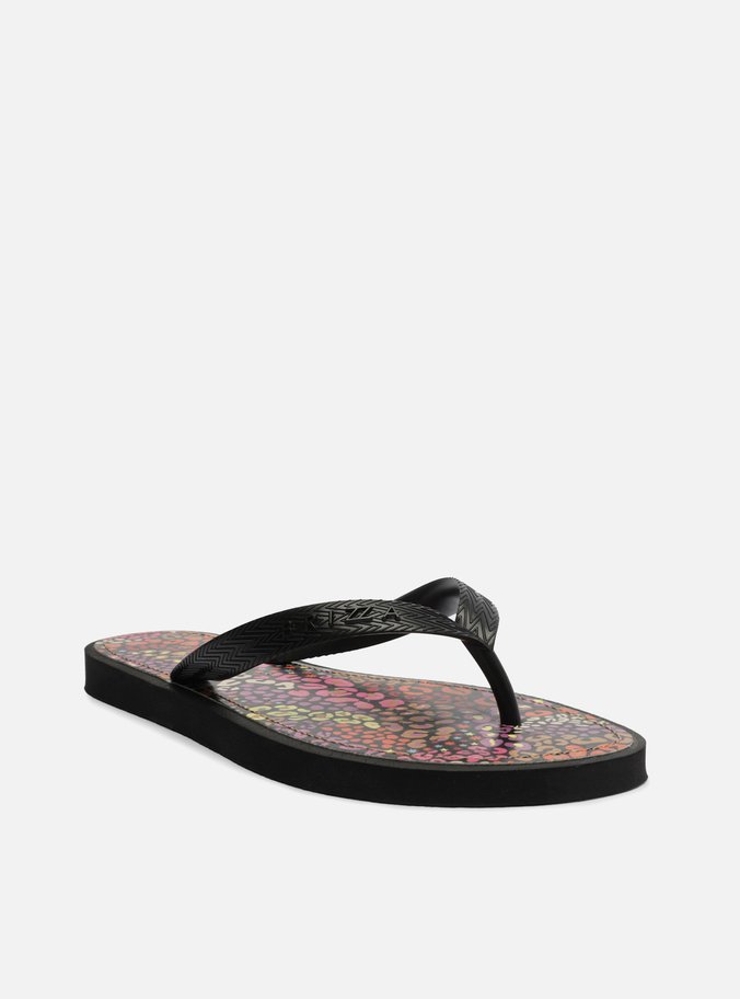 Chinelo de Dedo Preto Palmilha Estampada