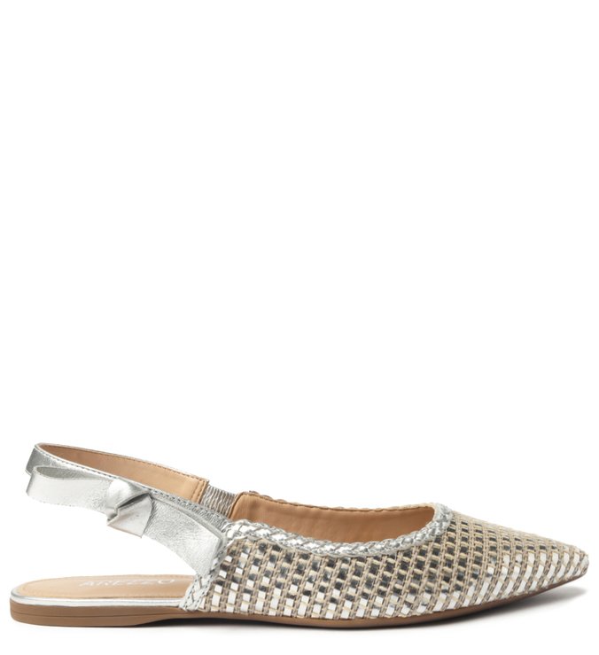 Sapatilha Prata Tramada Slingback
