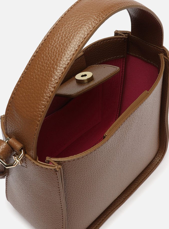 Bolsa Tote Marrom Couro Pouch Pequena