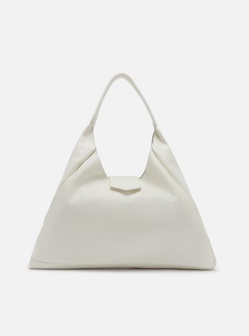 Bolsa Hobo Branca Couro Grande Lapela