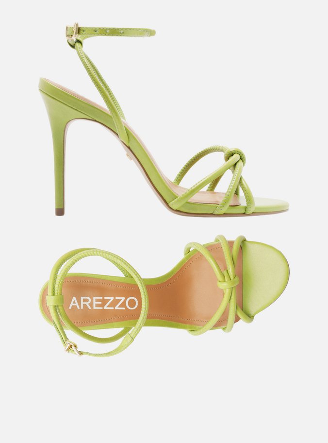 Sandália Verde Salto Fino Custom Anklet