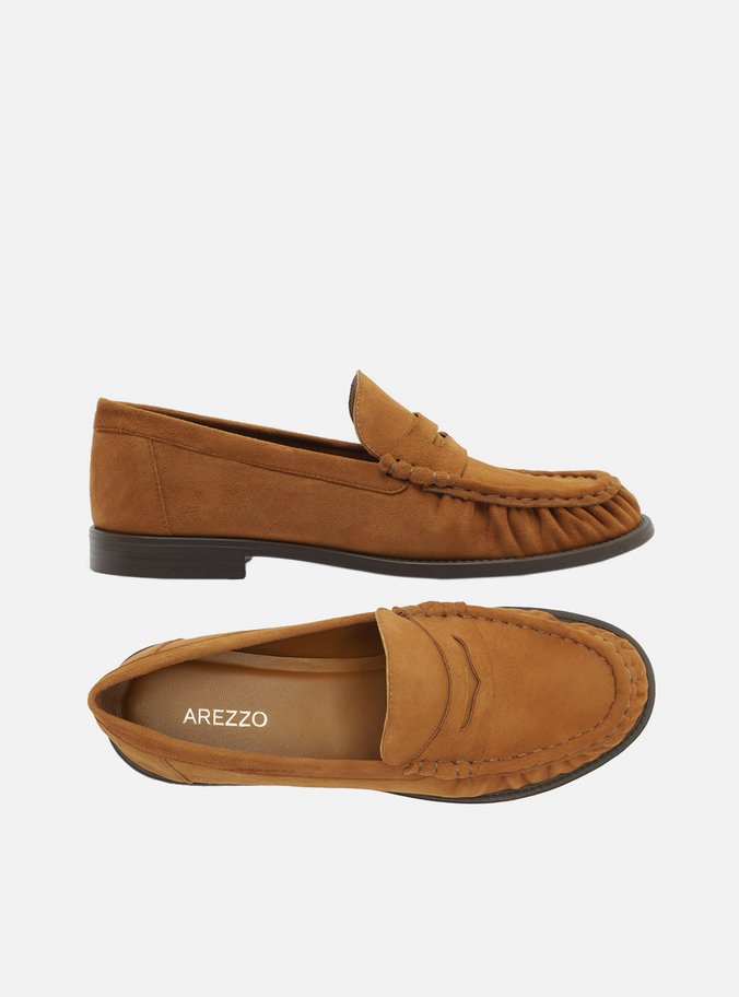 Mocassim Caramelo Camurça Franzido Tira