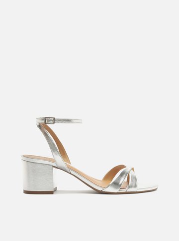 Sandália Prateada Salto Bloco Special Occasion