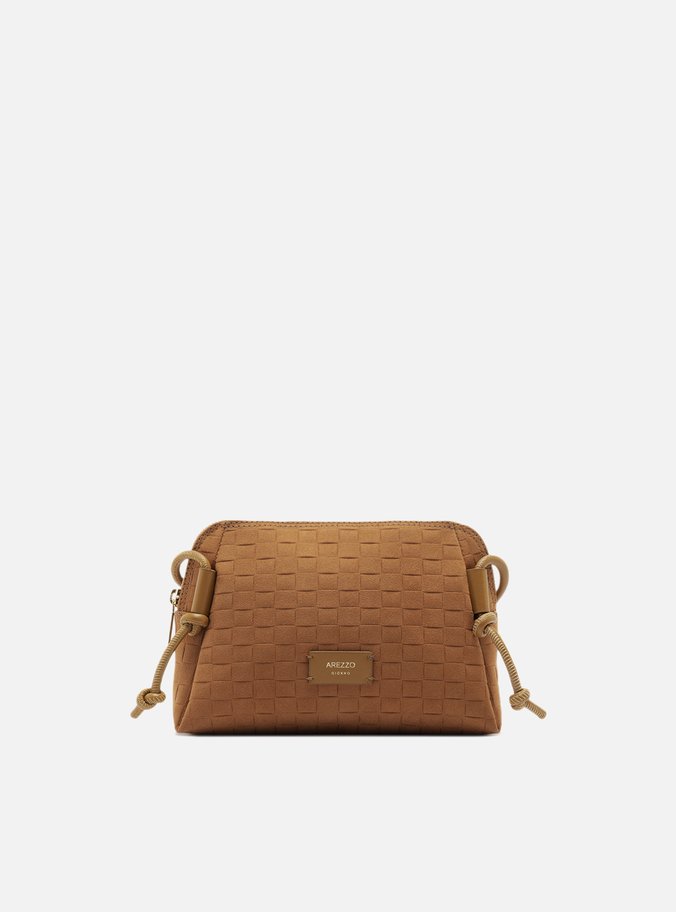 Bolsa Tiracolo Marrom Camurça Tressê Pequena