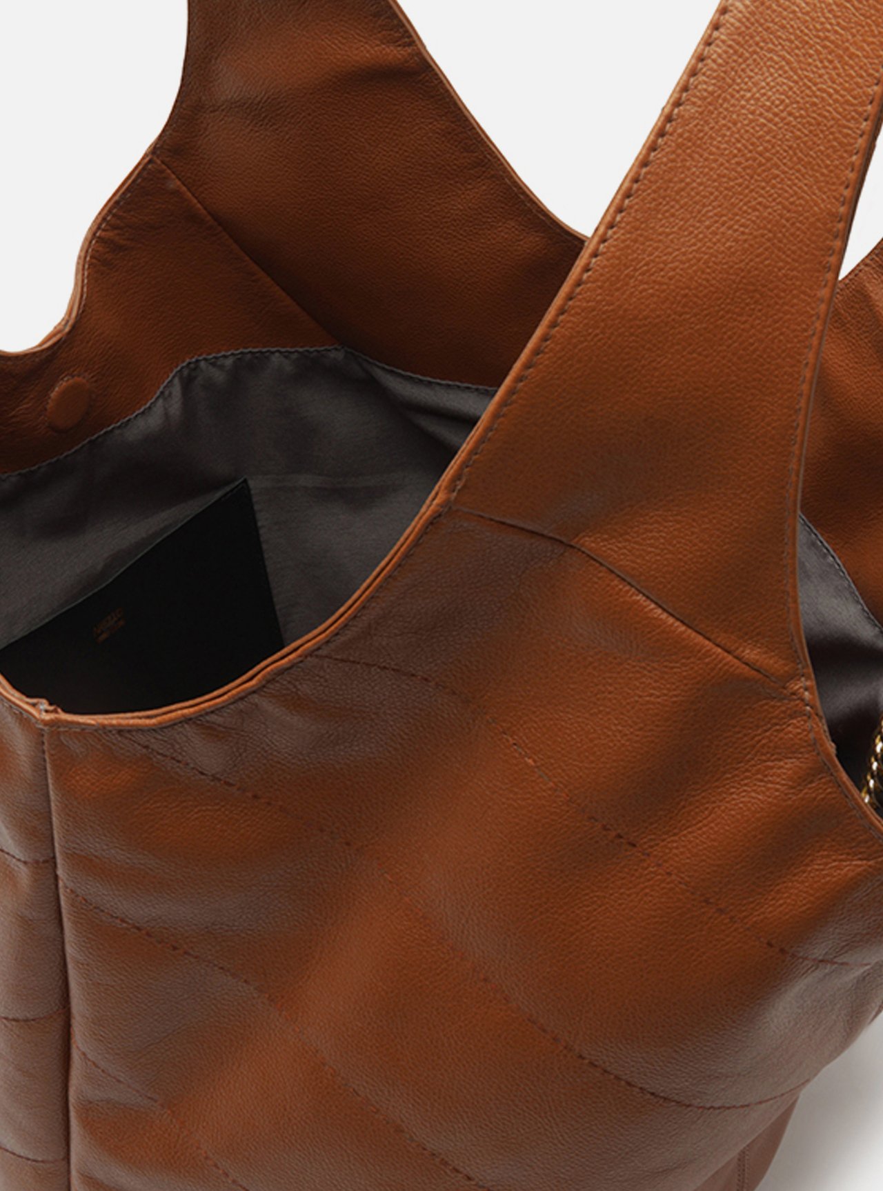 Bolsa Hobo Caramelo Couro Ísis Grande — foto 4