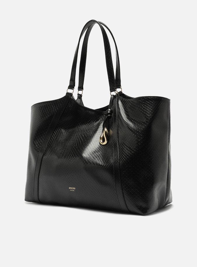 Bolsa Shopping Preta Envernizada Grande