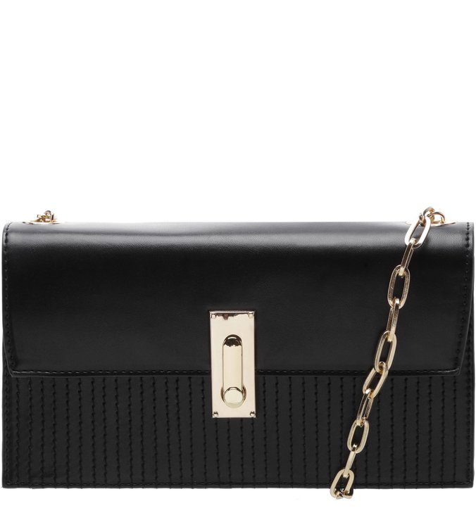 Bolsa Tiracolo Fivela Retangular Pequena Preta