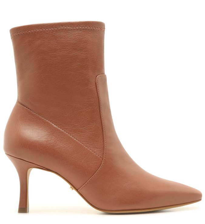Bota Cano Curto Marrom Couro Croco  Bico Quadrado