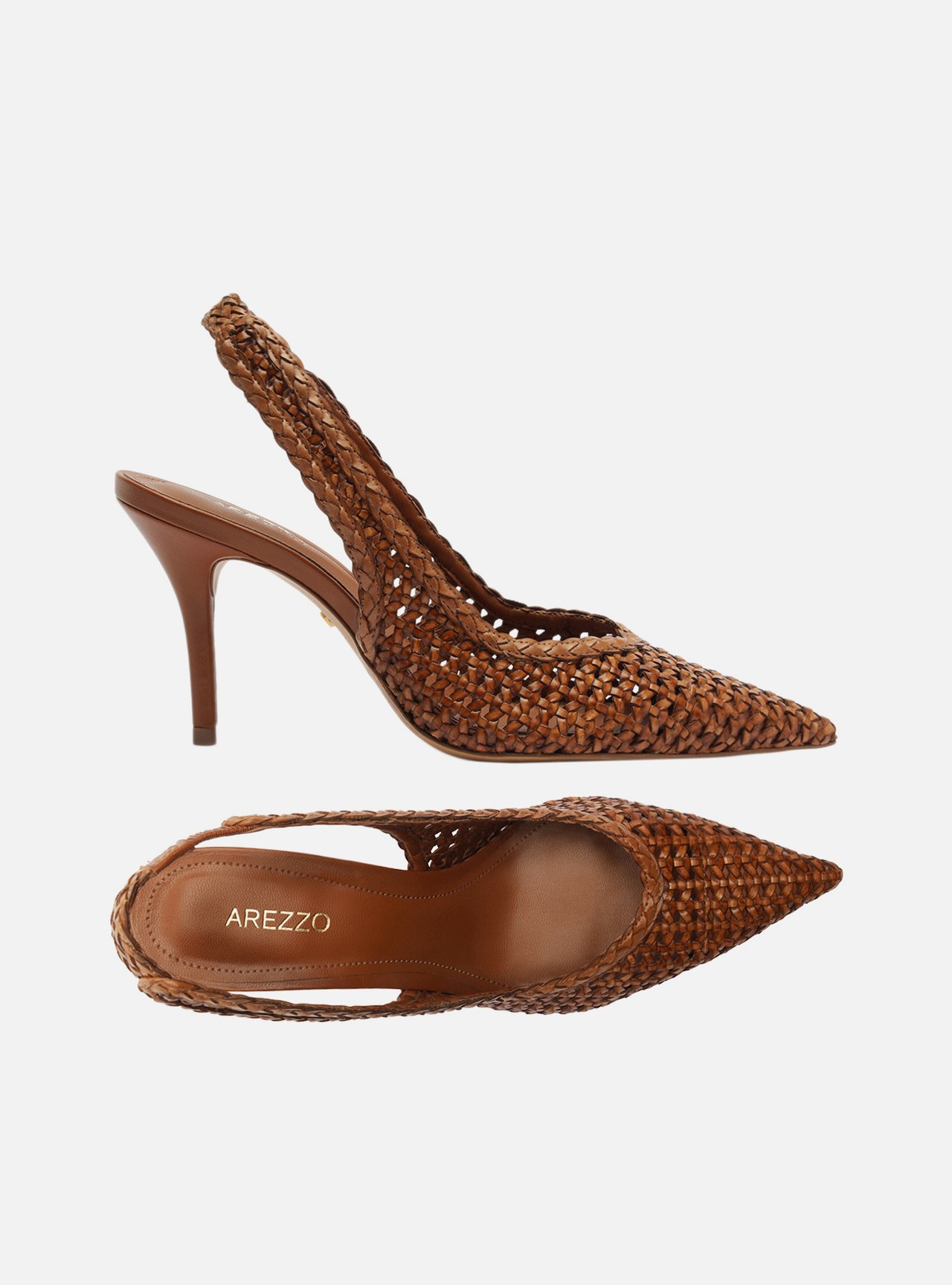 Scarpin Marrom Tressê Salto Médio Slingback — foto 5