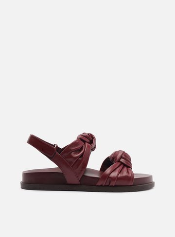 Arezzo — Sandália Papete Bordô Couro Nós Velcro