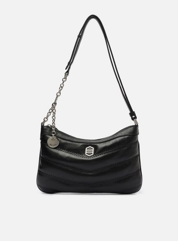 Bolsa Tiracolo Preta Couro Média Costuras