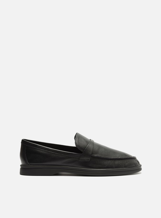Mocassim Preto Couro Tira Detalhe