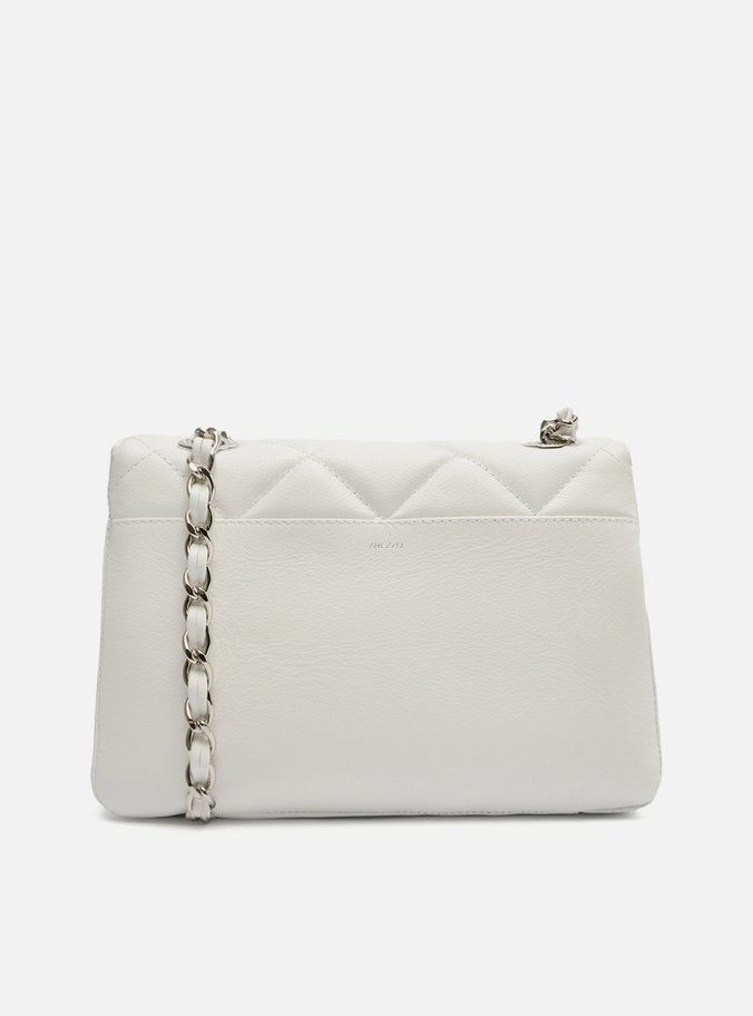 Bolsa Tiracolo Branca Couro Mizz Média Flor