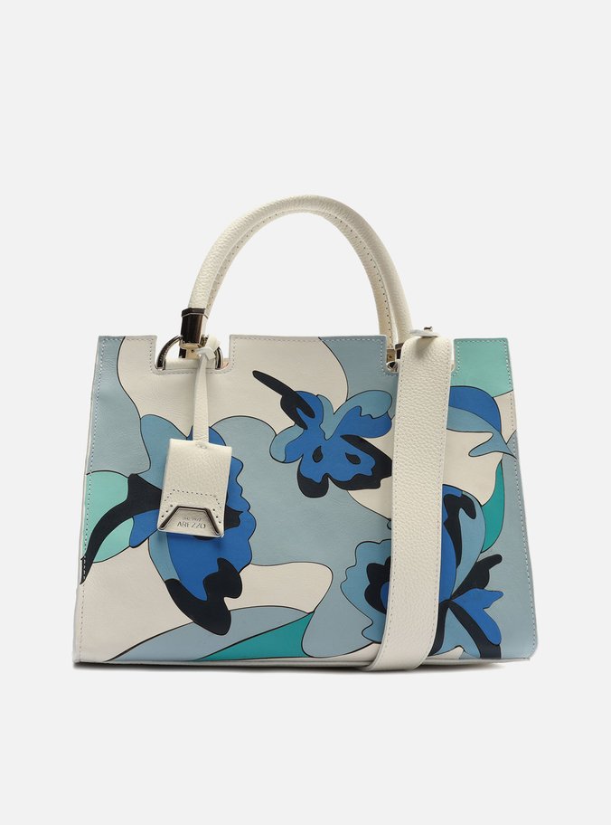 Bolsa Tote Branca Couro Abbraccio Grande Estampada