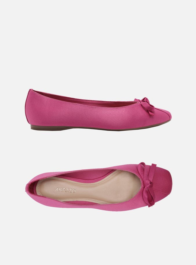 Sapatilha Rosa Cetim Bico Quadrado