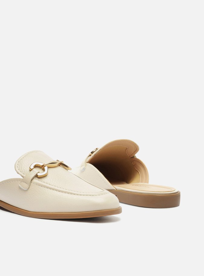 Mule Off-White Couro Rasteira Bridão