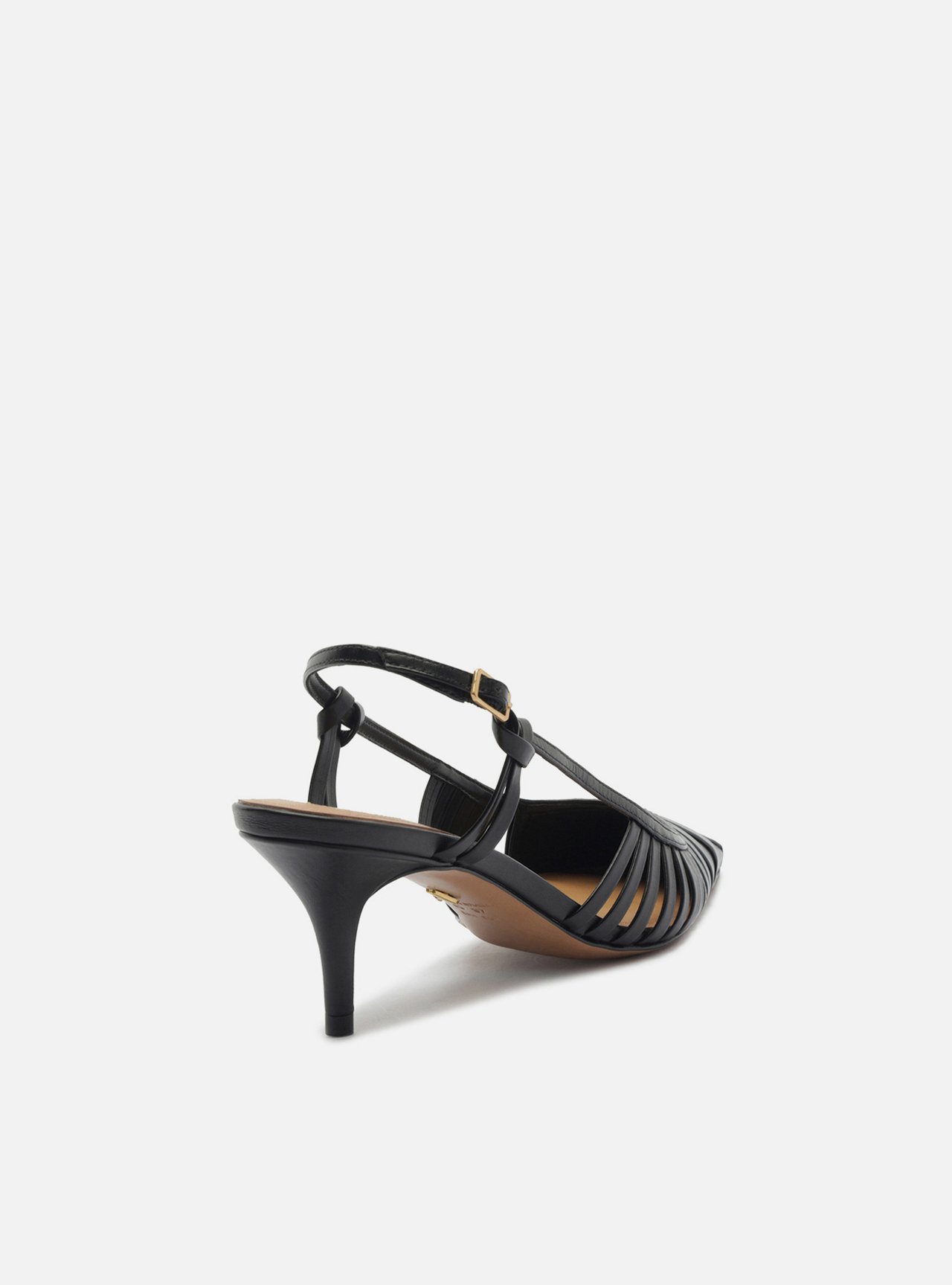 Scarpin Preto Salto Fino Fivela Slingback — foto 3