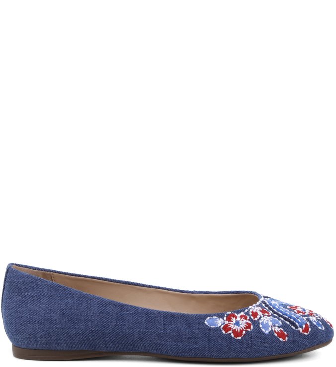 Sapatilha Bordado Flower Denim