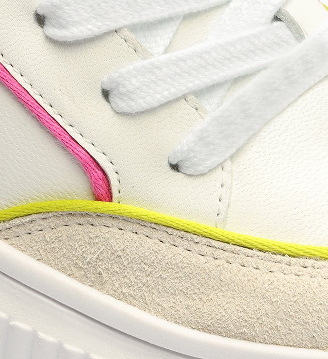Tênis Branco Multimaterial Flatform Colorido