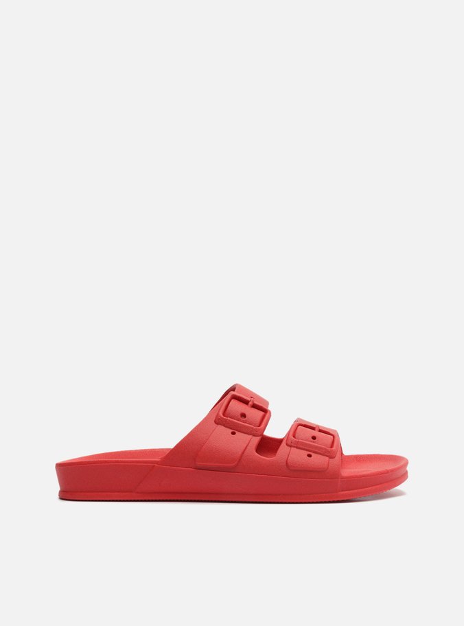 Chinelo Slide Vermelho Fivelas Brizza