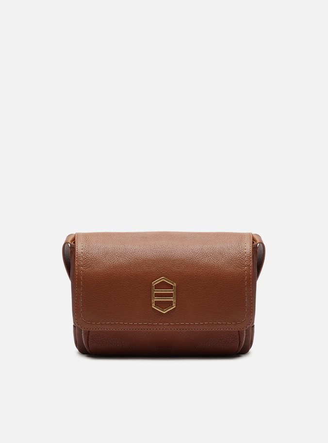 Bolsa Tiracolo Marrom Couro Média Bolsos Metal