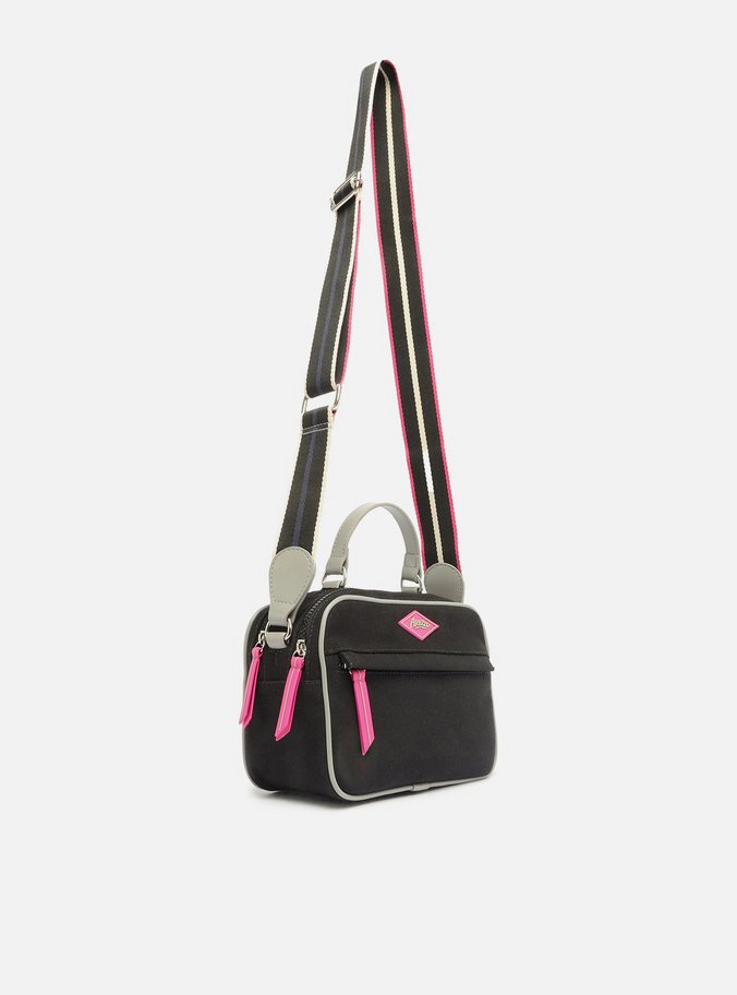 Bolsa Tiracolo Preta Lona Prione Média