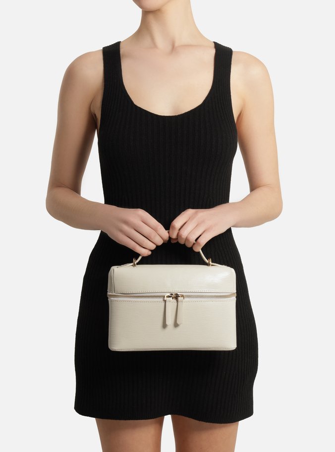 Bolsa Tiracolo Off White Couro Média Texturizada