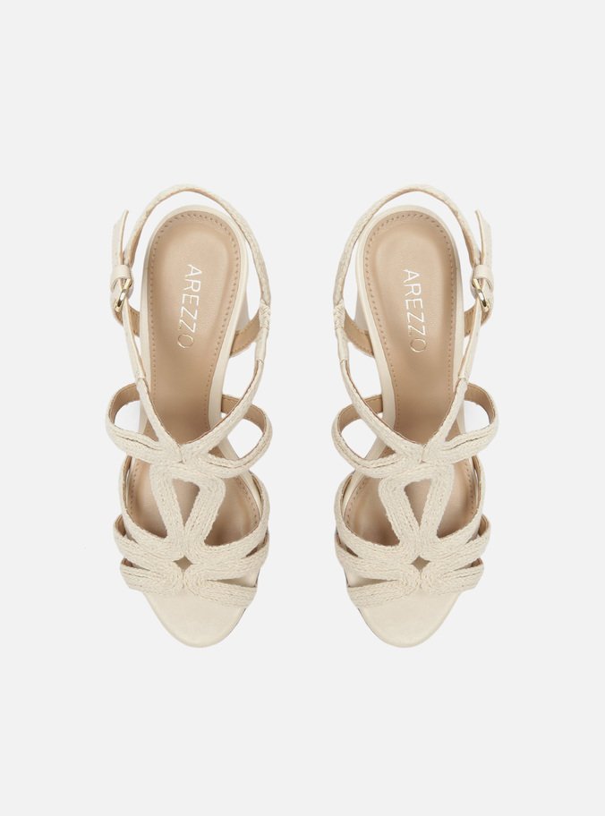 Sandália Off-White Bloco Alto Bordado
