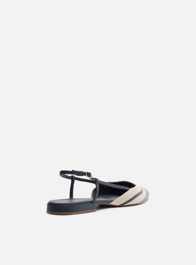 Sapatilha Azul Couro Slingback Bicolor