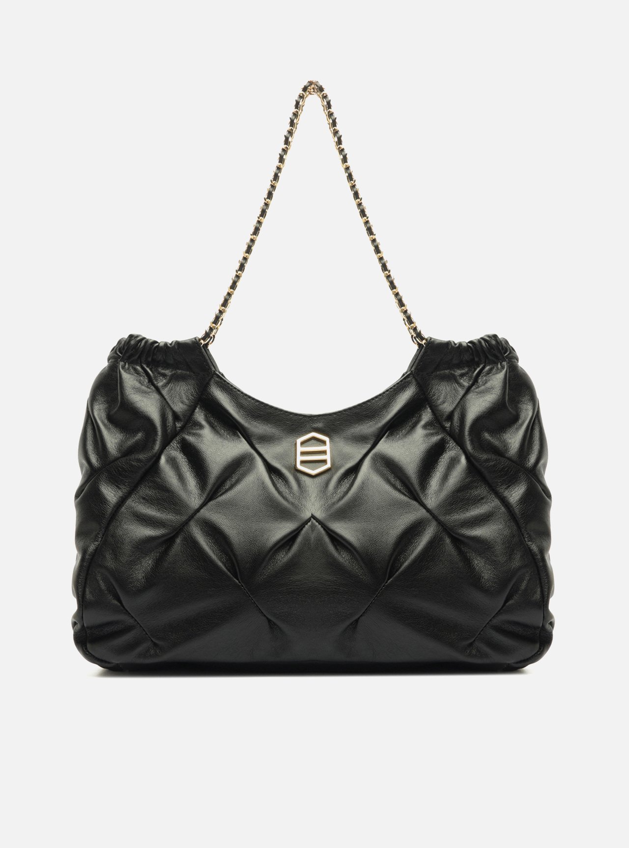 Bolsa Shopping Preta Couro Grande Corrente — foto 1