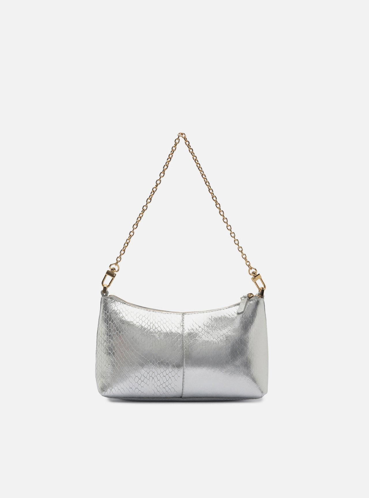 Bolsa Shoulder Preta Couro Média Snake Corrente — foto 3