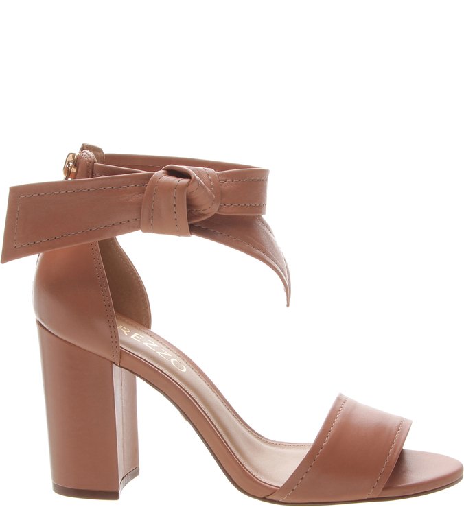 Sandália Salto Bloco Alto Laço Lateral Dark Blush