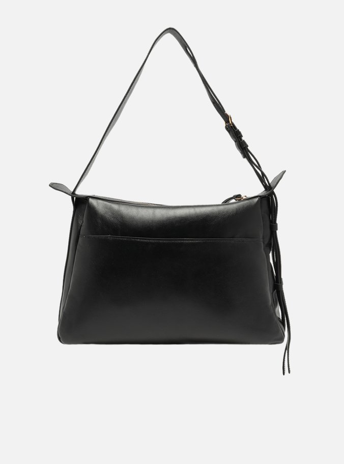 Bolsa Hobo Preta Couro Grande Alça Regulável