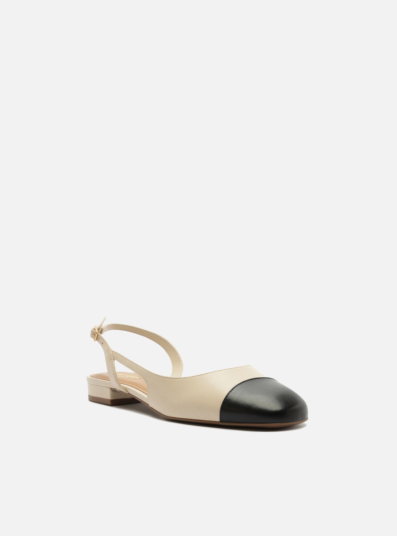Sapatilha Branca Couro Slingback Cap Toe Preto — foto 2