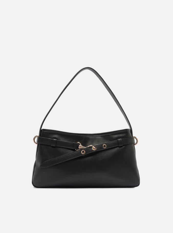 Bolsa Shoulder Preta Média Metais
