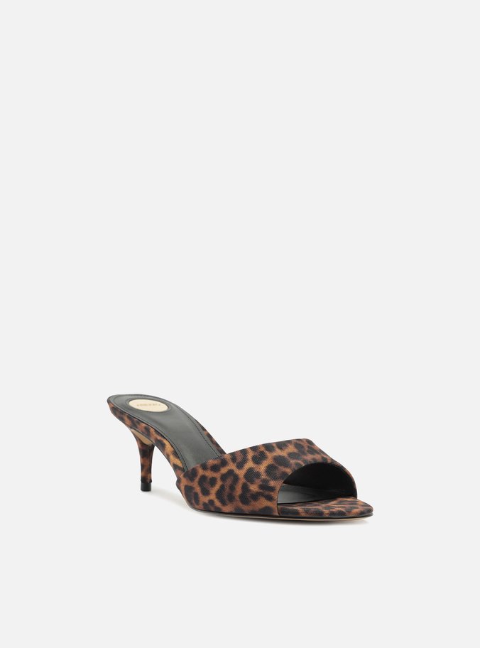Mule Animal Print Salto Médio Fino