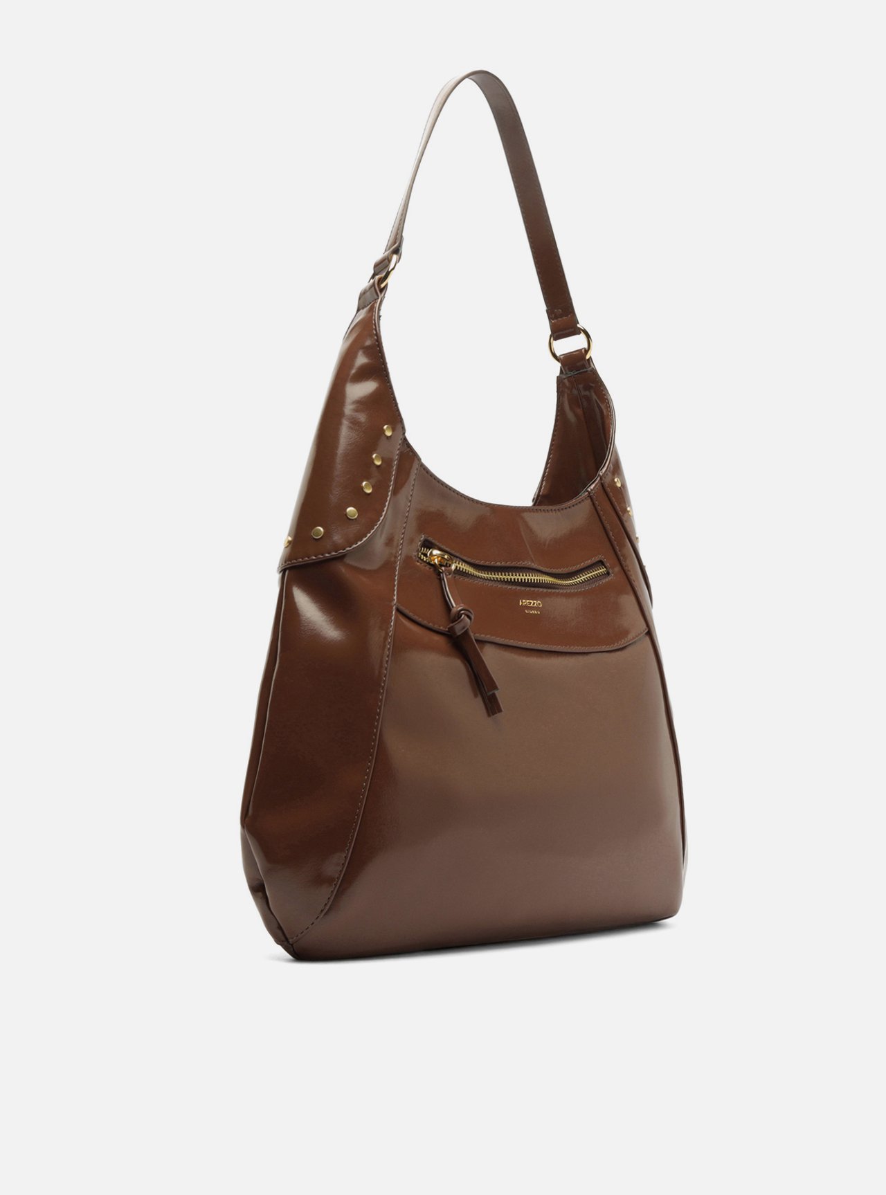 Bolsa Hobo Marrom Grande Rebites Laterais — foto 5