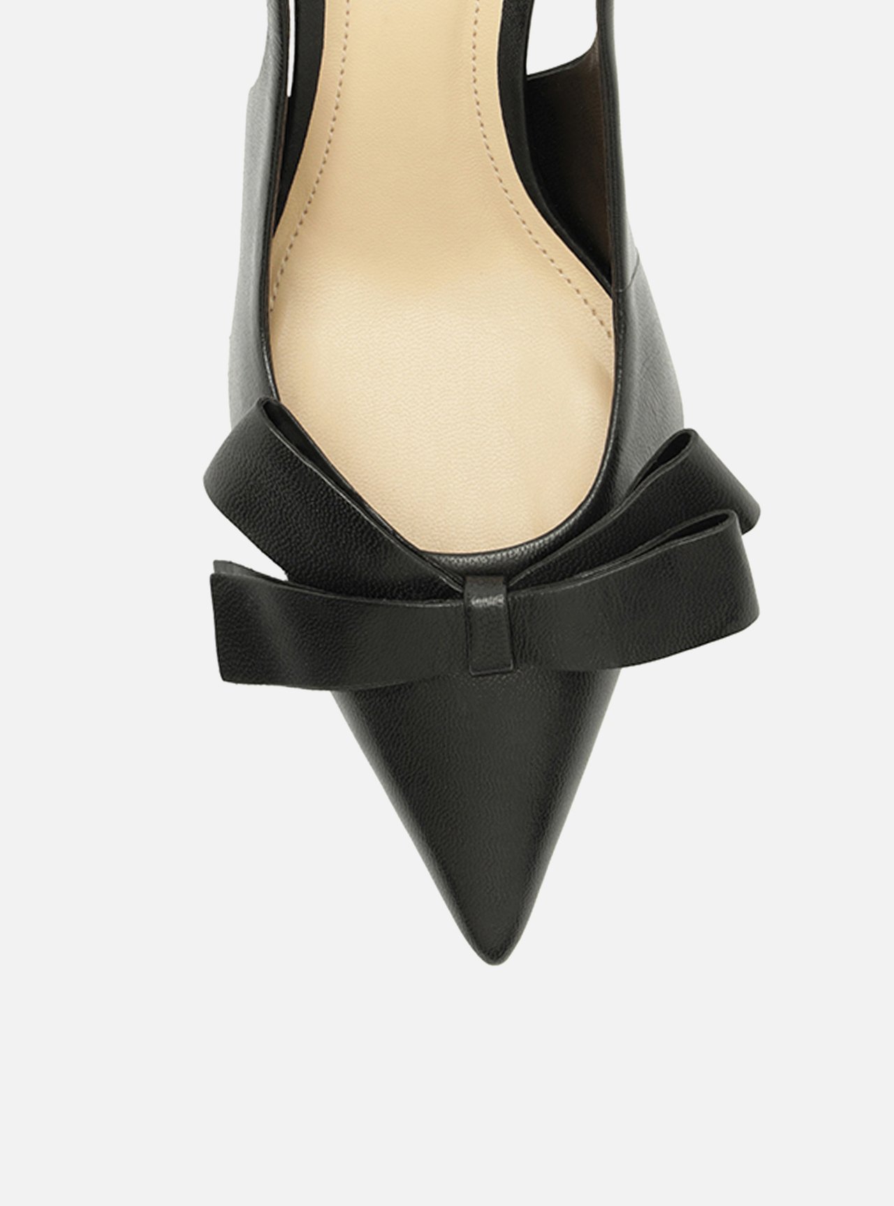 Scarpin Preto Couro Slingback Laço Lateral — foto 5