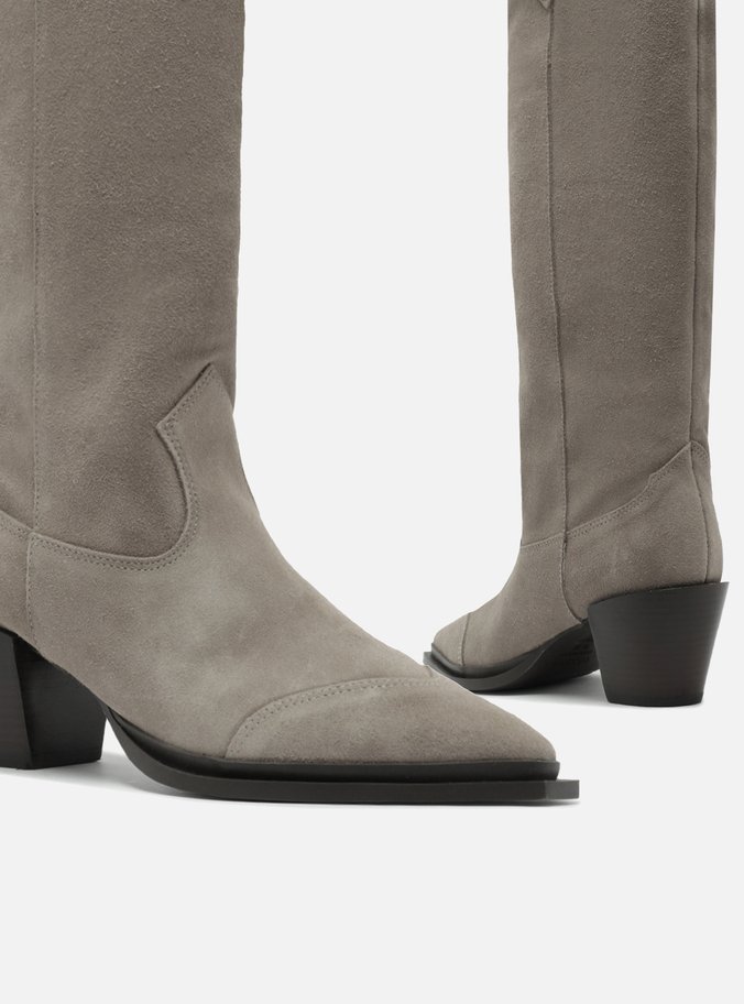 Bota Cinza Acamurçada Cano Longo Western