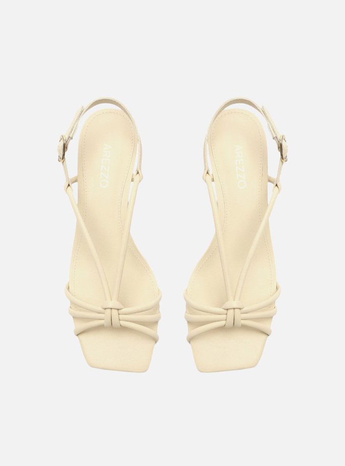 Sandália Off-White Bloco Bico Quadrado Tiras
