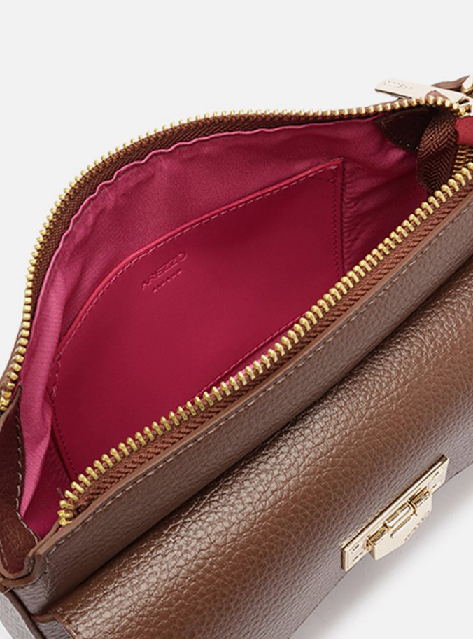 Bolsa Tiracolo Marrom Escura Pequena Encaixe Metal