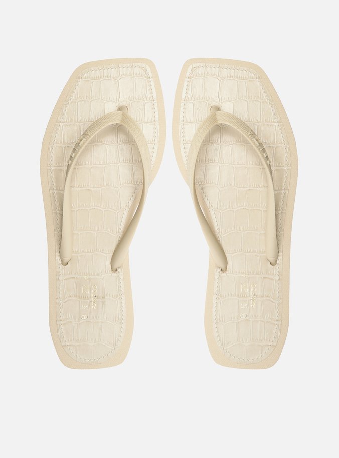 Chinelo de Dedo Off-White Square Palmilha Croco