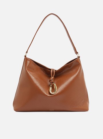 Bolsa Tiracolo Envernizada Marrom Grande