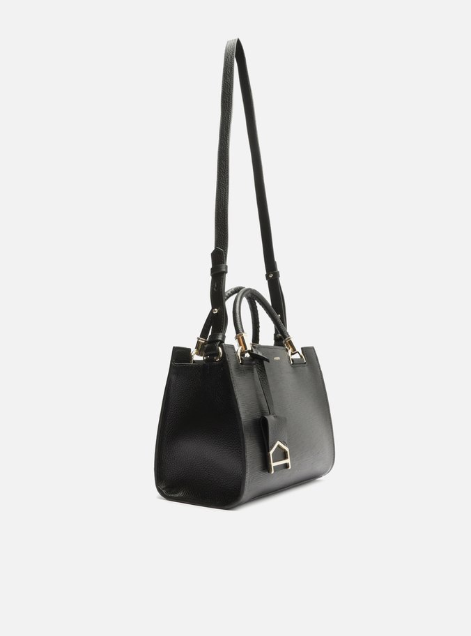 Bolsa Tote Preta Couro Abraccio Média