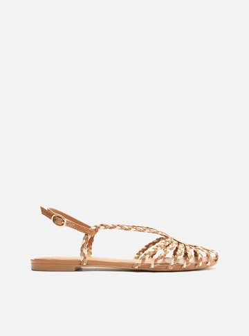 Sandália Rasteira Marrom Tiras Huarache