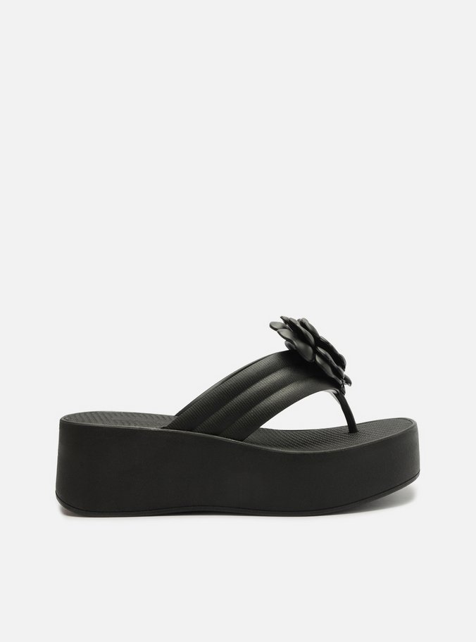 Tamanco Preta Flatform Lulu Flor