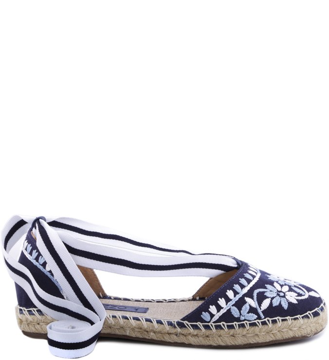 Espadrille Lace Up Floral Navy