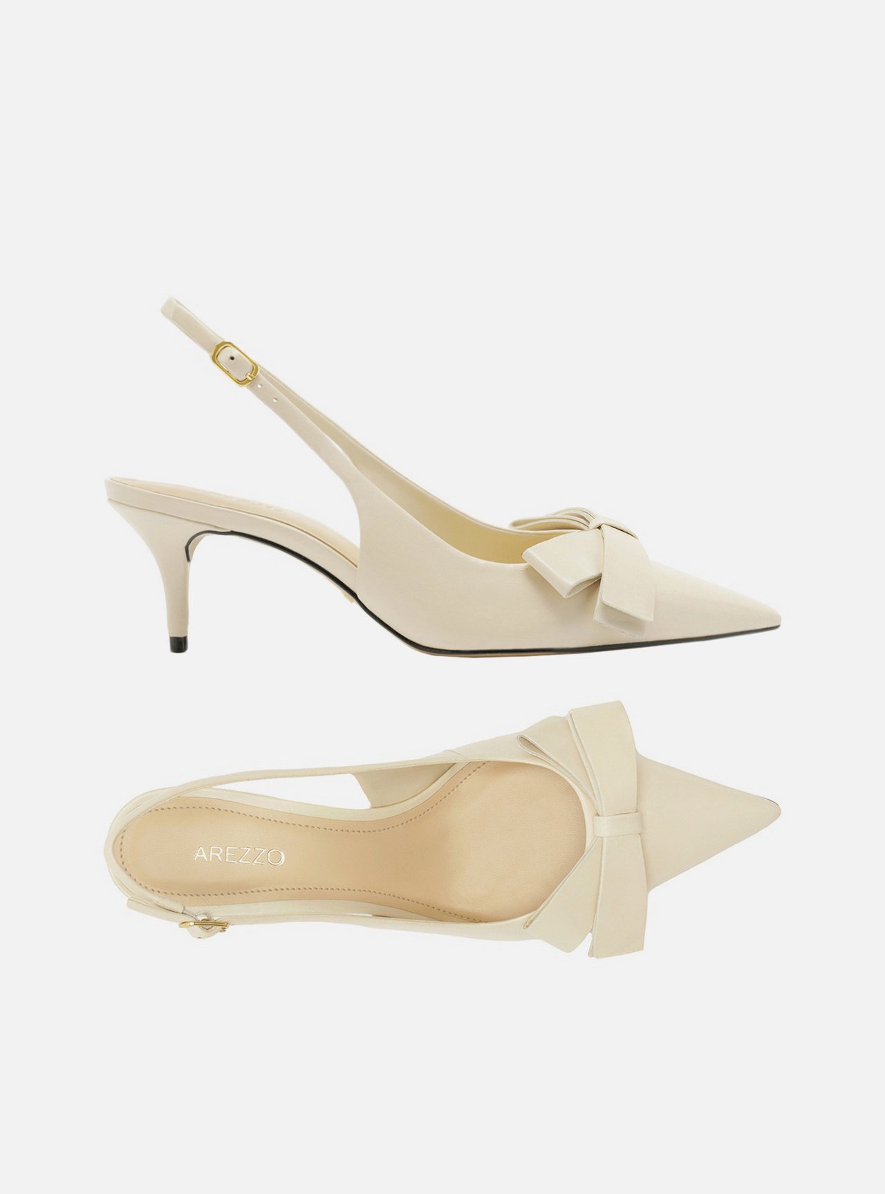 Scarpin Branco Couro Slingback Laço Lateral — foto 6