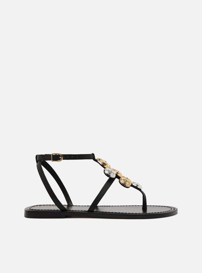 Sandália Rasteira Preta Couro