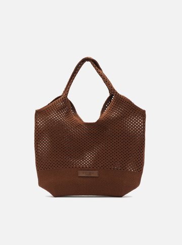Arezzo — Bolsa Shopping Marrom Knit Média Brizza